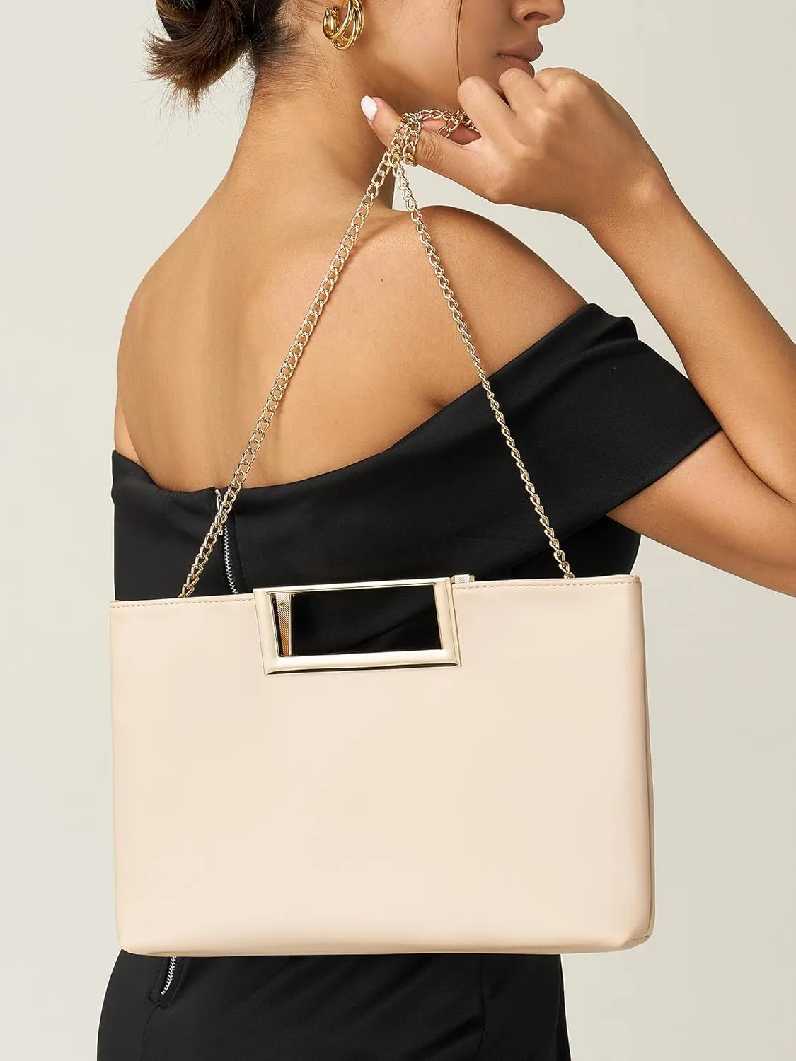 SWEETV Clutch Purses for Women Evening Formal, Fashion PU Leather Purse for Prom, Cocktail, and Wedding,Nina