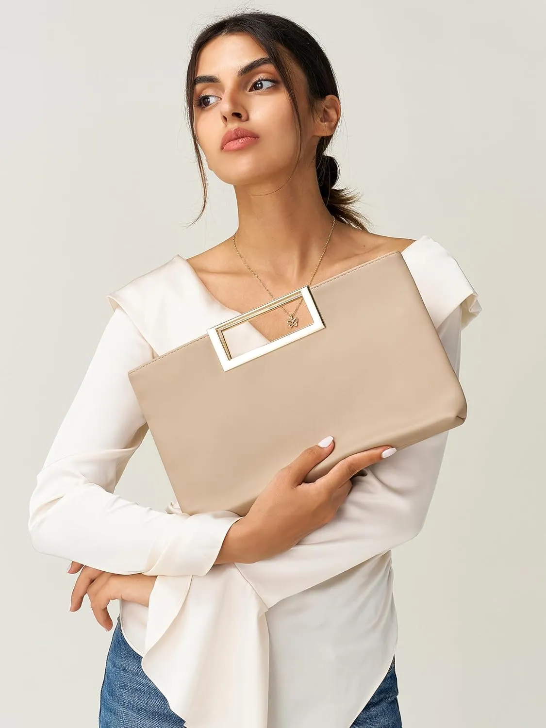 SWEETV Clutch Purses for Women Evening Formal, Fashion PU Leather Purse for Prom, Cocktail, and Wedding,Nina