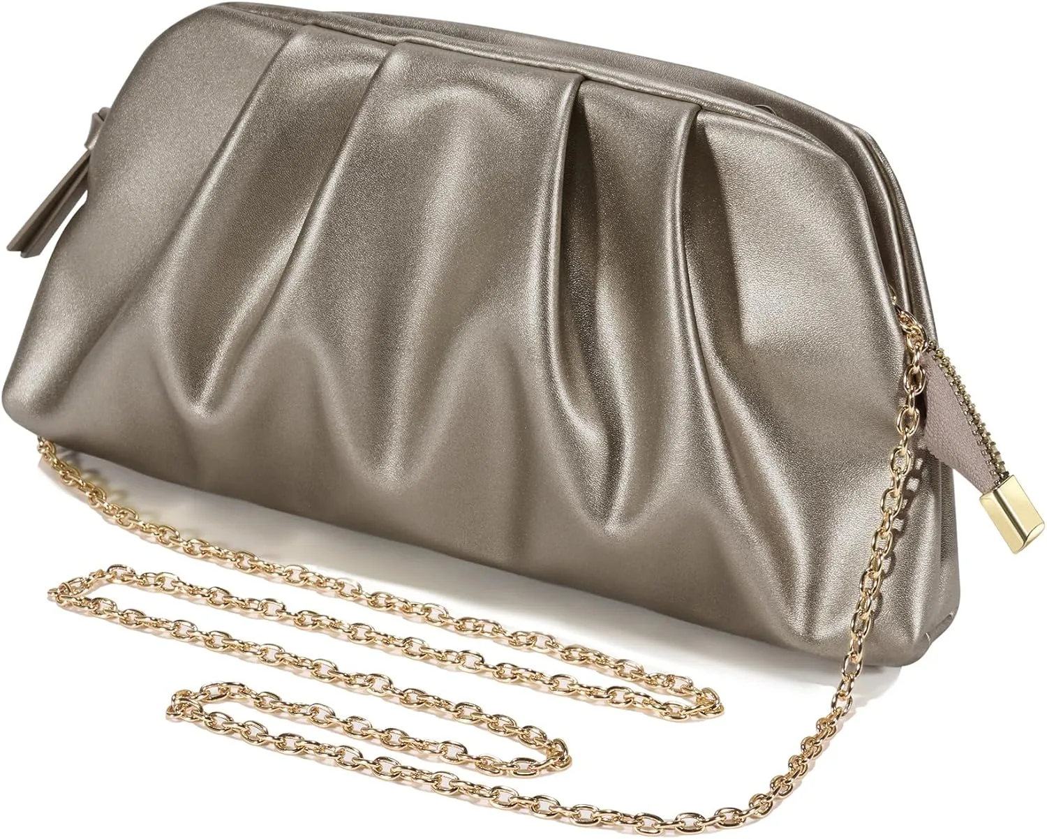 SWEETV Dressy Vegan Leather Clutch Purse for Women Formal, Soft Pleated PU Evening Clutch for Weddings, Proms, Cocktail-Gemma