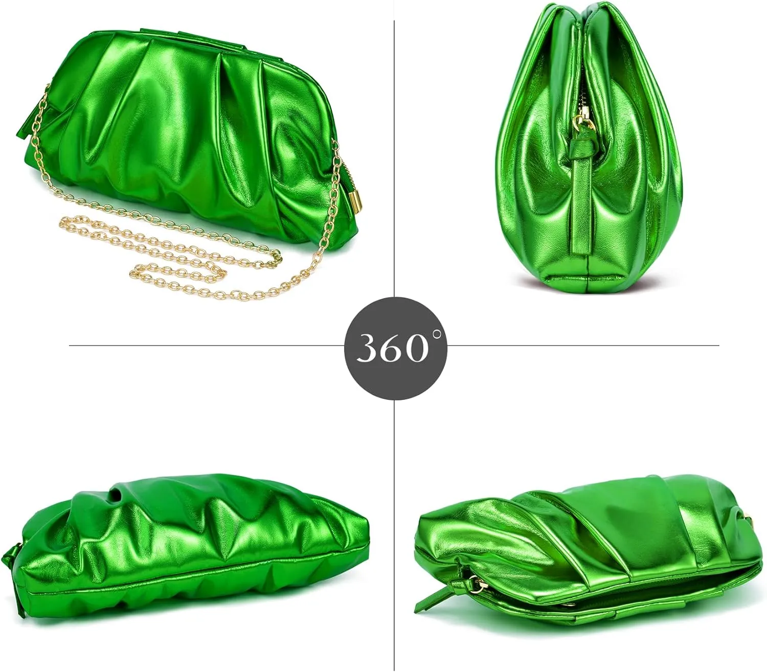 SWEETV Dressy Vegan Leather Clutch Purse for Women Formal, Soft Pleated PU Evening Clutch for Weddings, Proms, Cocktail-Gemma