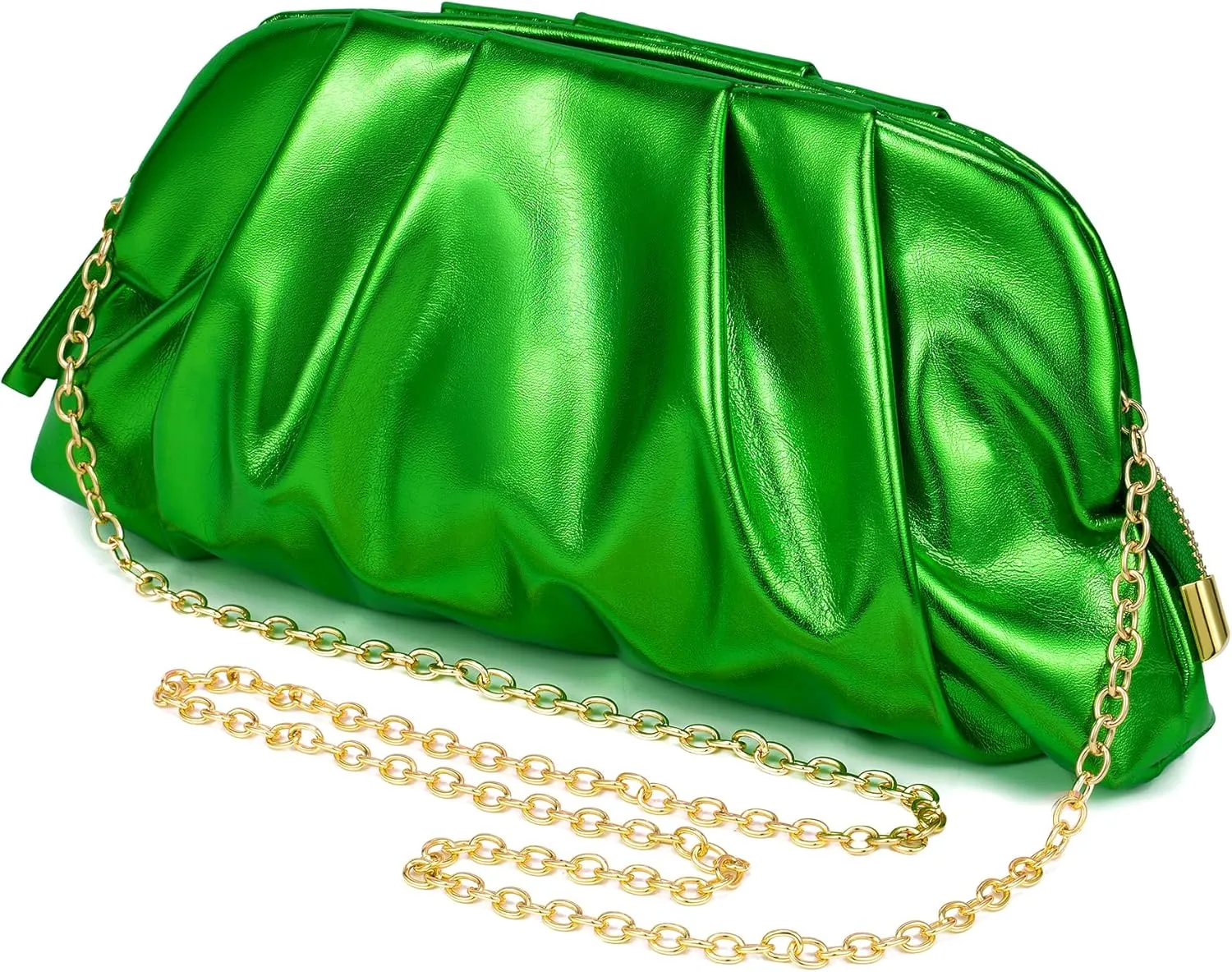 SWEETV Dressy Vegan Leather Clutch Purse for Women Formal, Soft Pleated PU Evening Clutch for Weddings, Proms, Cocktail-Gemma