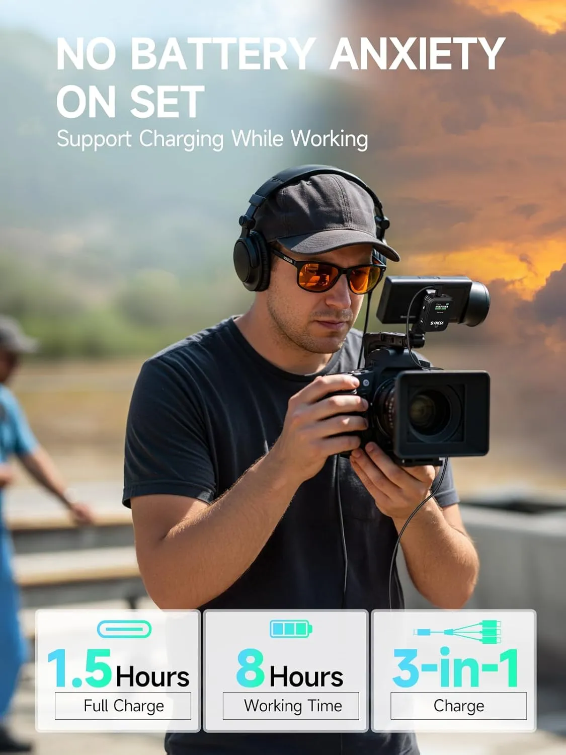SYNCO Wireless Lavalier Microphone, G2(A2) 2.4G Dual Transmitter 48KHz 24Bit Lapel Mic 656FT 8H for Online Class Vlog Stream YouTube for Camera Smartphone Tablet
