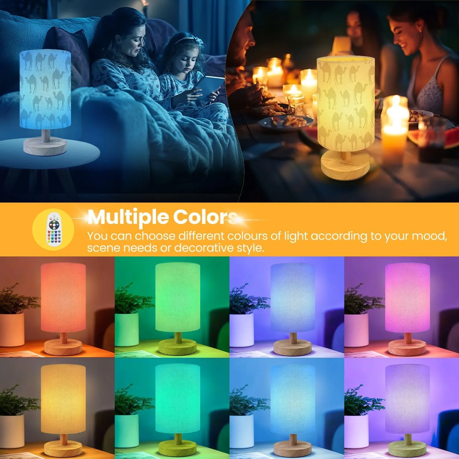 Table Lamp for Bedroom Seamless Camels Chaotic Camels Modern Lamp Beside Lamp Home Decor Night Light for Kids Nursery Room Office Dorm Living Room Decor