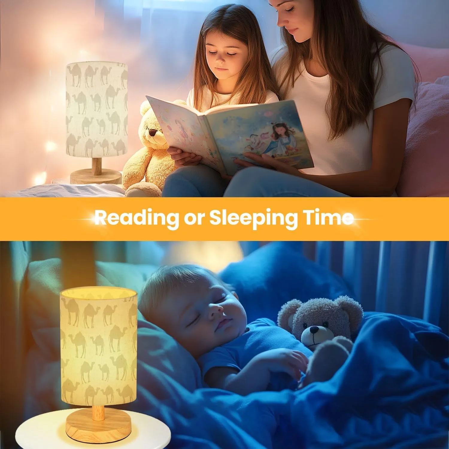 Table Lamp for Bedroom Seamless Camels Chaotic Camels Modern Lamp Beside Lamp Home Decor Night Light for Kids Nursery Room Office Dorm Living Room Decor