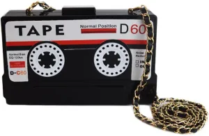 Tape Shaped Shoulder Bag Radio Recorder PU Crossbody Bag Women's Retro Evening Bag Handbag Clutch Purse