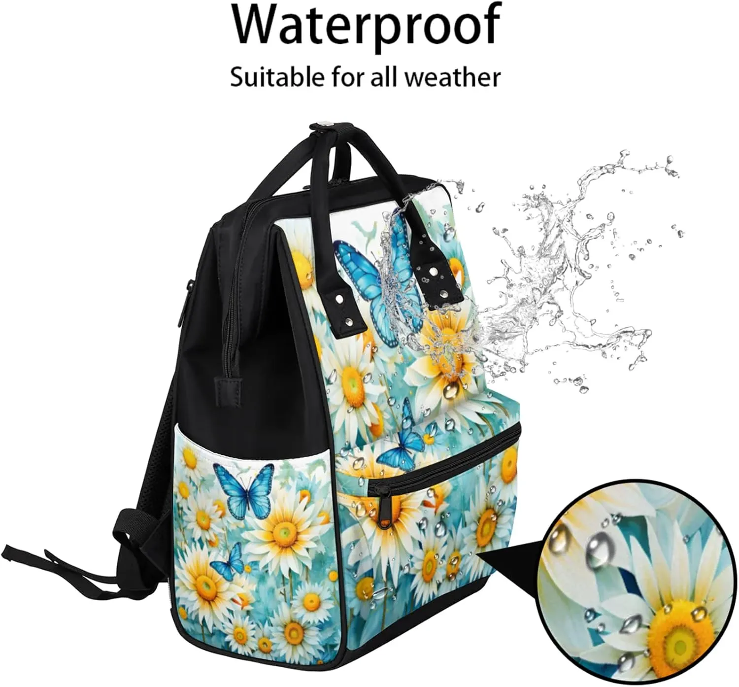 Tavisto Soft Pink Lilies Double Shoulder Mommy Bag for Women, Polyester Large Capacity Diaper Backpack with Multi Pockets, Waterproof Adjustable Straps Diaper Bag for Moms Dads, 11''×7''×15.7''