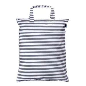Teamoy Travel Hanging Wet Dry Bag Organizer (17.3 x 13.4 inches) with Two Compartments for Cloth Diaper, Laundry, Swimsuits and More, Easy to Hang Everywhere (M, Gray Strips)