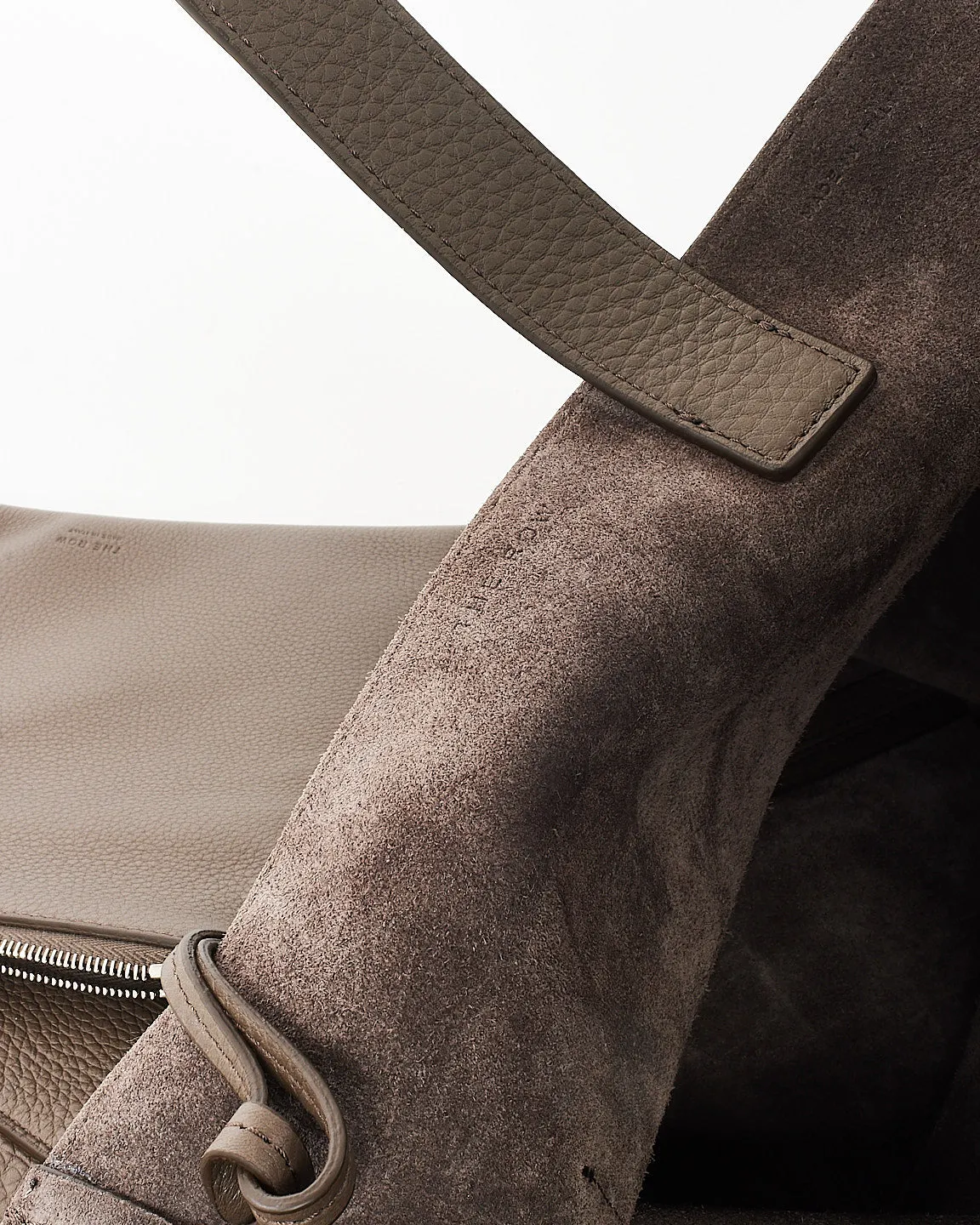 The Row Brown Elephant Pld Grained Leather Blake Hobo Shoulder Bag