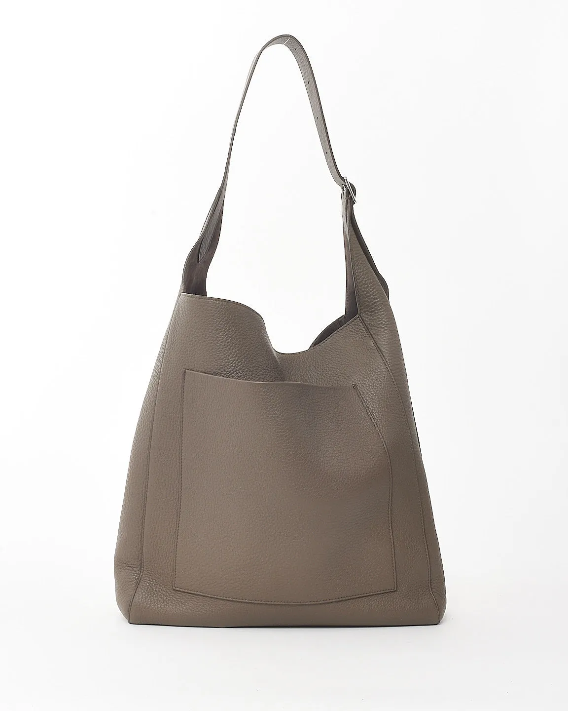 The Row Brown Elephant Pld Grained Leather Blake Hobo Shoulder Bag