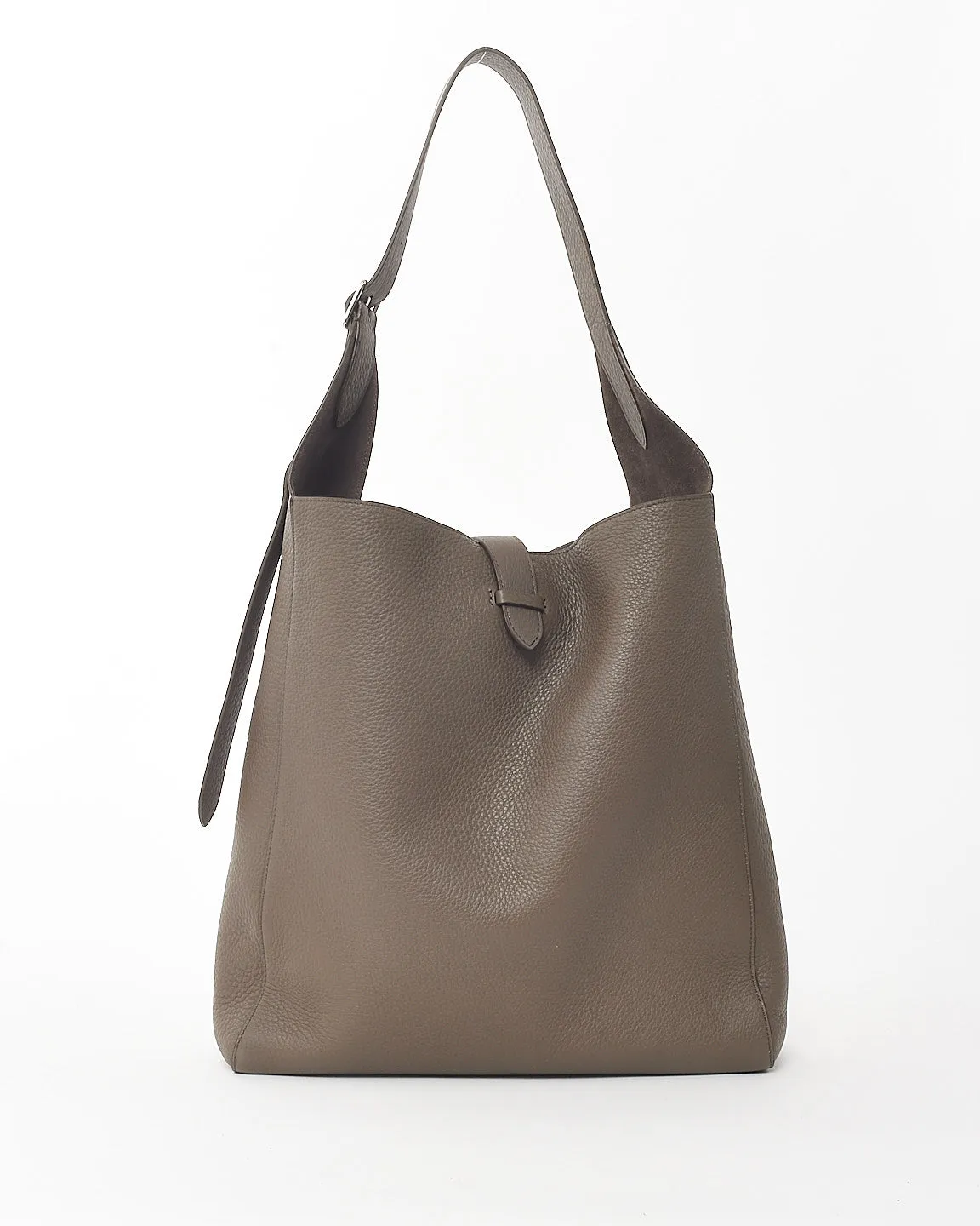 The Row Brown Elephant Pld Grained Leather Blake Hobo Shoulder Bag