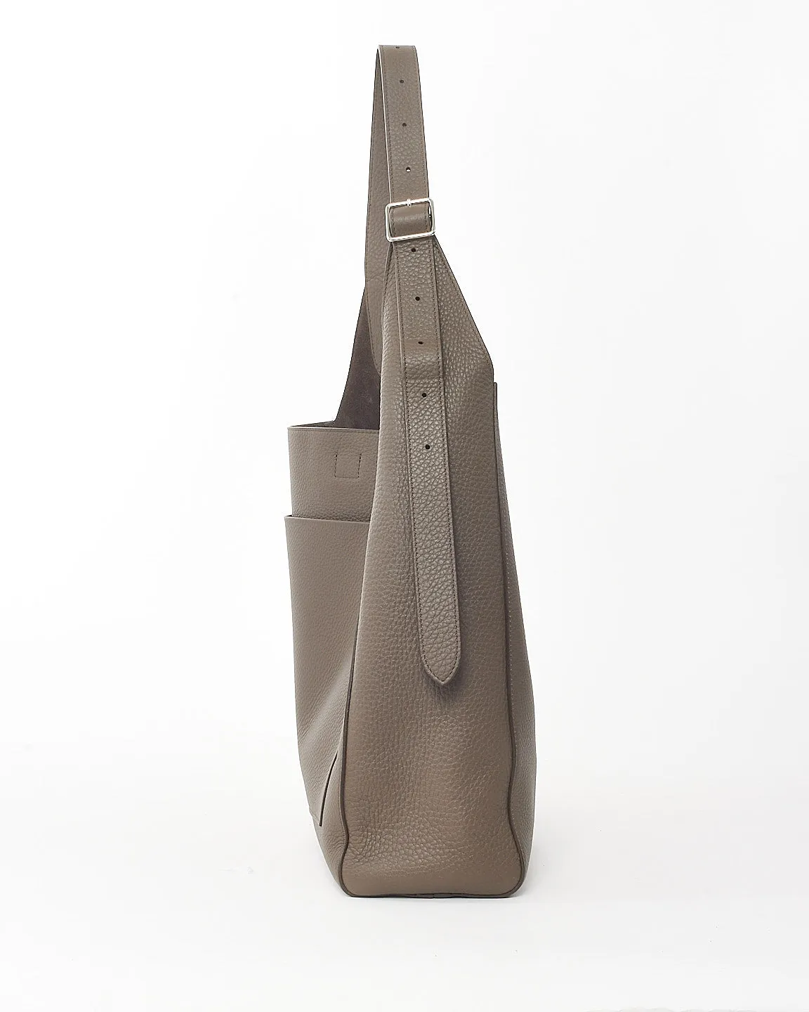 The Row Brown Elephant Pld Grained Leather Blake Hobo Shoulder Bag