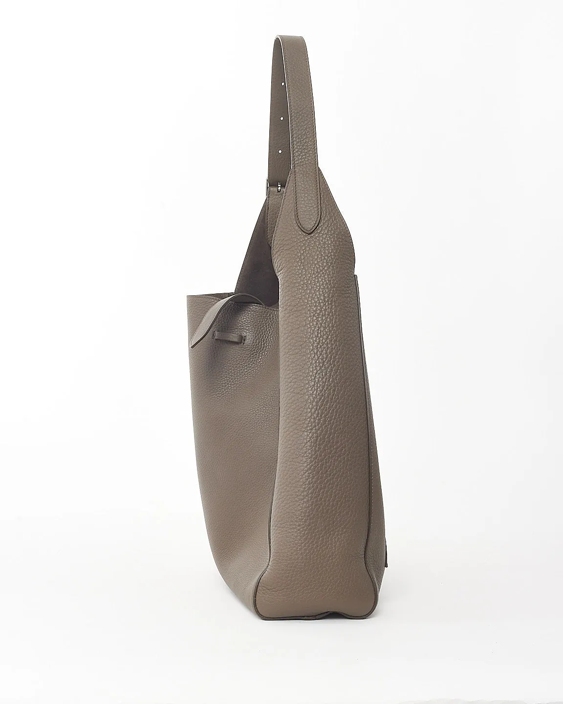 The Row Brown Elephant Pld Grained Leather Blake Hobo Shoulder Bag