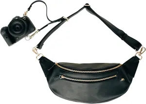 The Sidekick Camera Bag – Compact, Vegan Leather, Hands-Free Crossbody with Protective Suede Interior, Black
