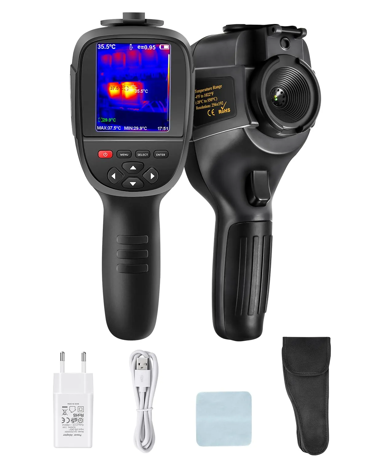 Thermal Camera 256X192 IR Pixels Upgraded Thermal Imaging Camera Dual-Light Fusion,-4 to 1022°F Handheld Thermal Imager,Infrared Camera for HVAC Leak Detection,Car Maintenance