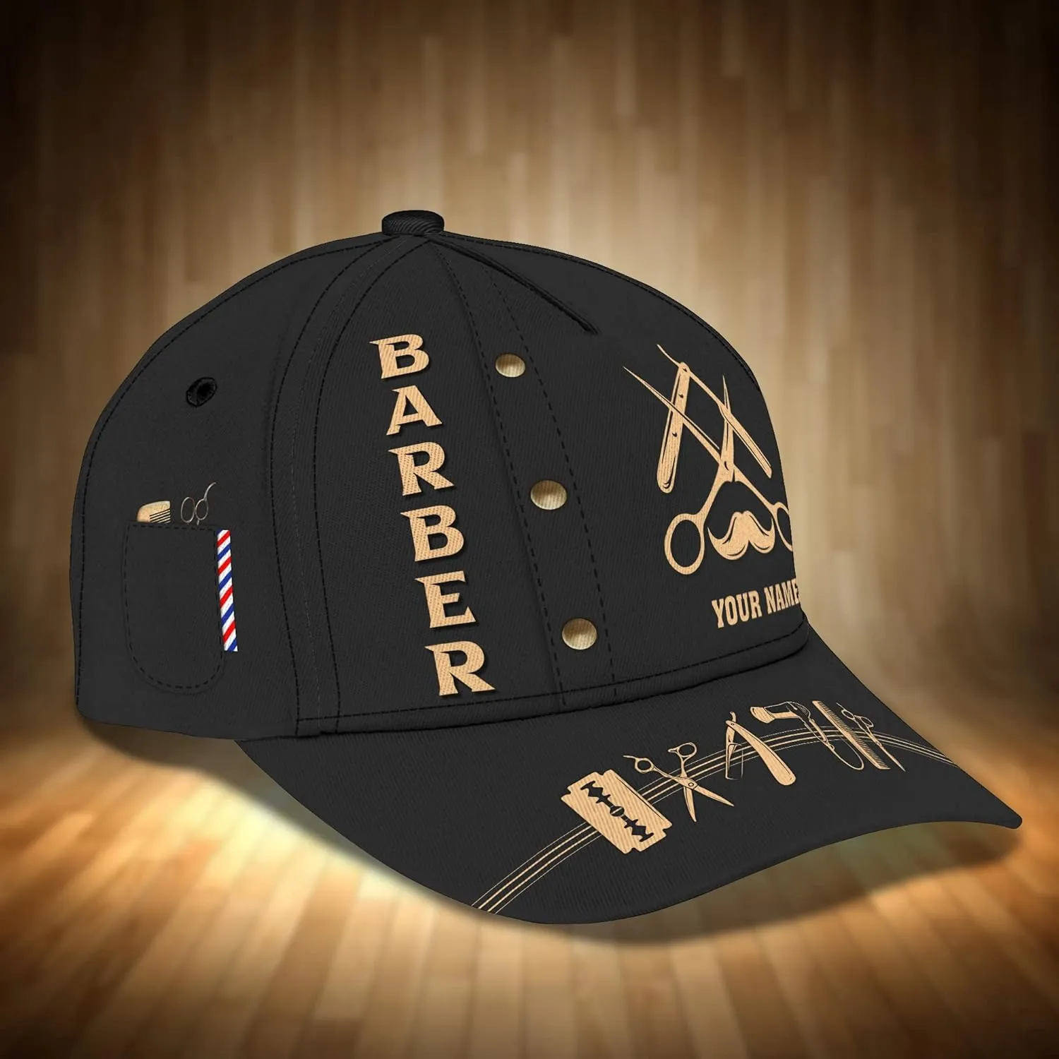 ThuhaTree Store Personalized Barber Shop Barber Tools Black Classic Baseball Cap - Classic 3D Cap