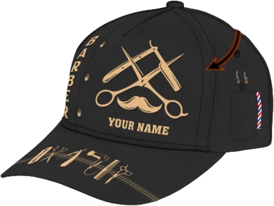 ThuhaTree Store Personalized Barber Shop Barber Tools Black Classic Baseball Cap - Classic 3D Cap