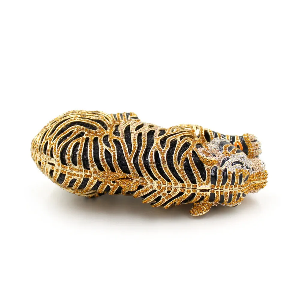 Tiger Sparkling Evening Clutch Bags with Chain