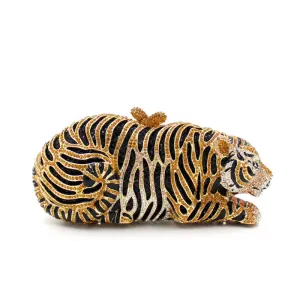 Tiger Sparkling Evening Clutch Bags with Chain