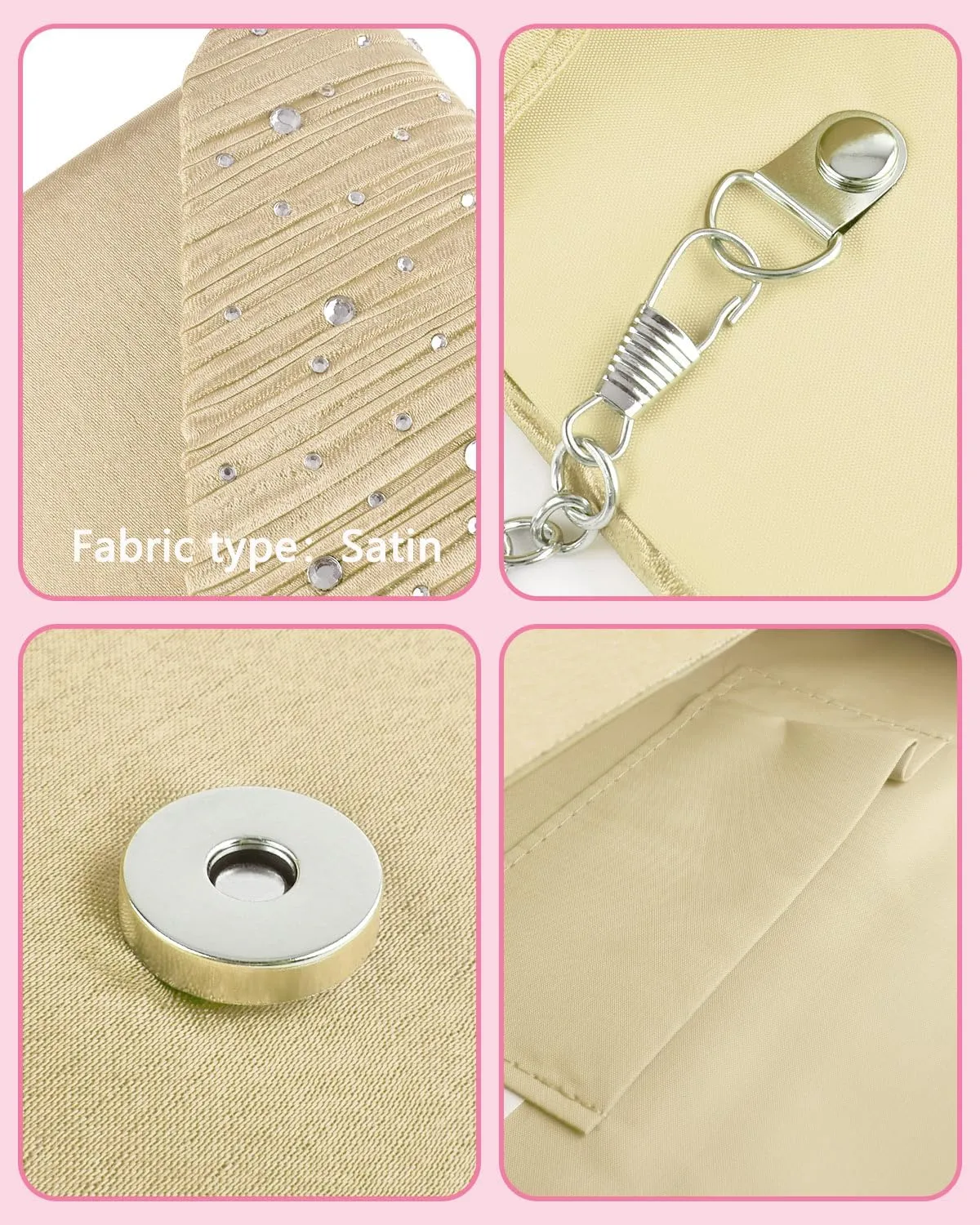 TINDTOP Evening Clutch Purses for Women Handbags for Formal Wedding Party Cocktail Prom Crossbody Shoulder Envelope Bag