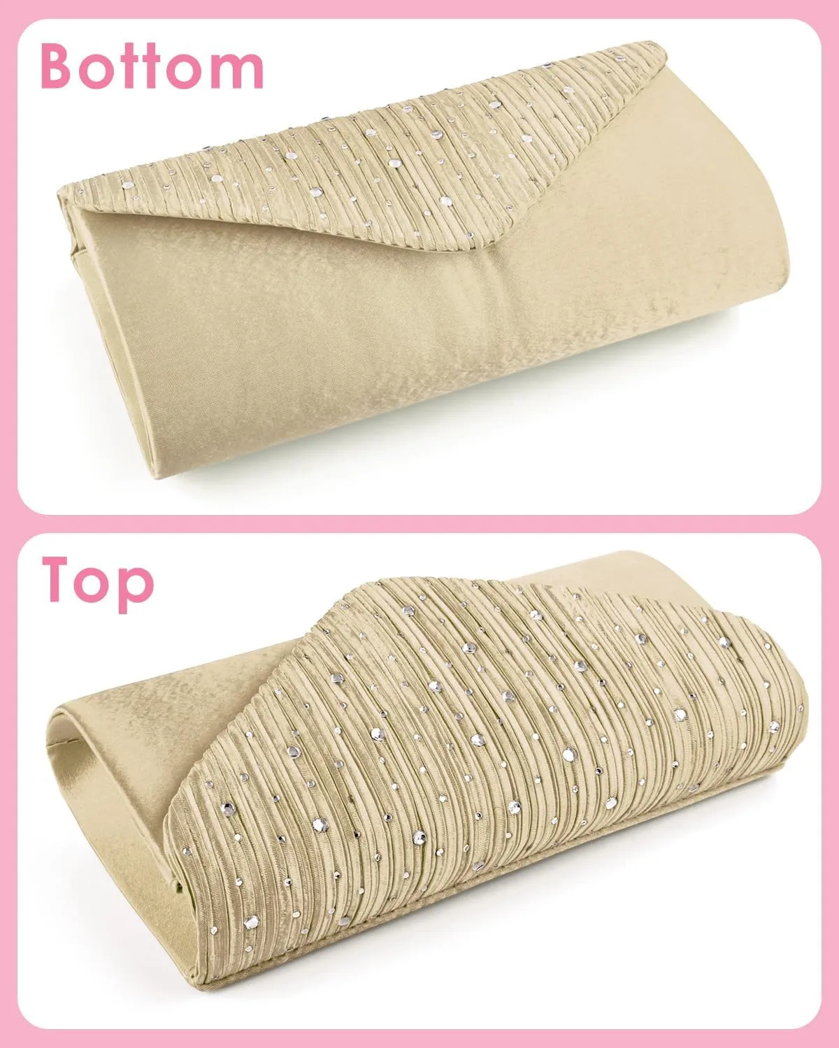 TINDTOP Evening Clutch Purses for Women Handbags for Formal Wedding Party Cocktail Prom Crossbody Shoulder Envelope Bag