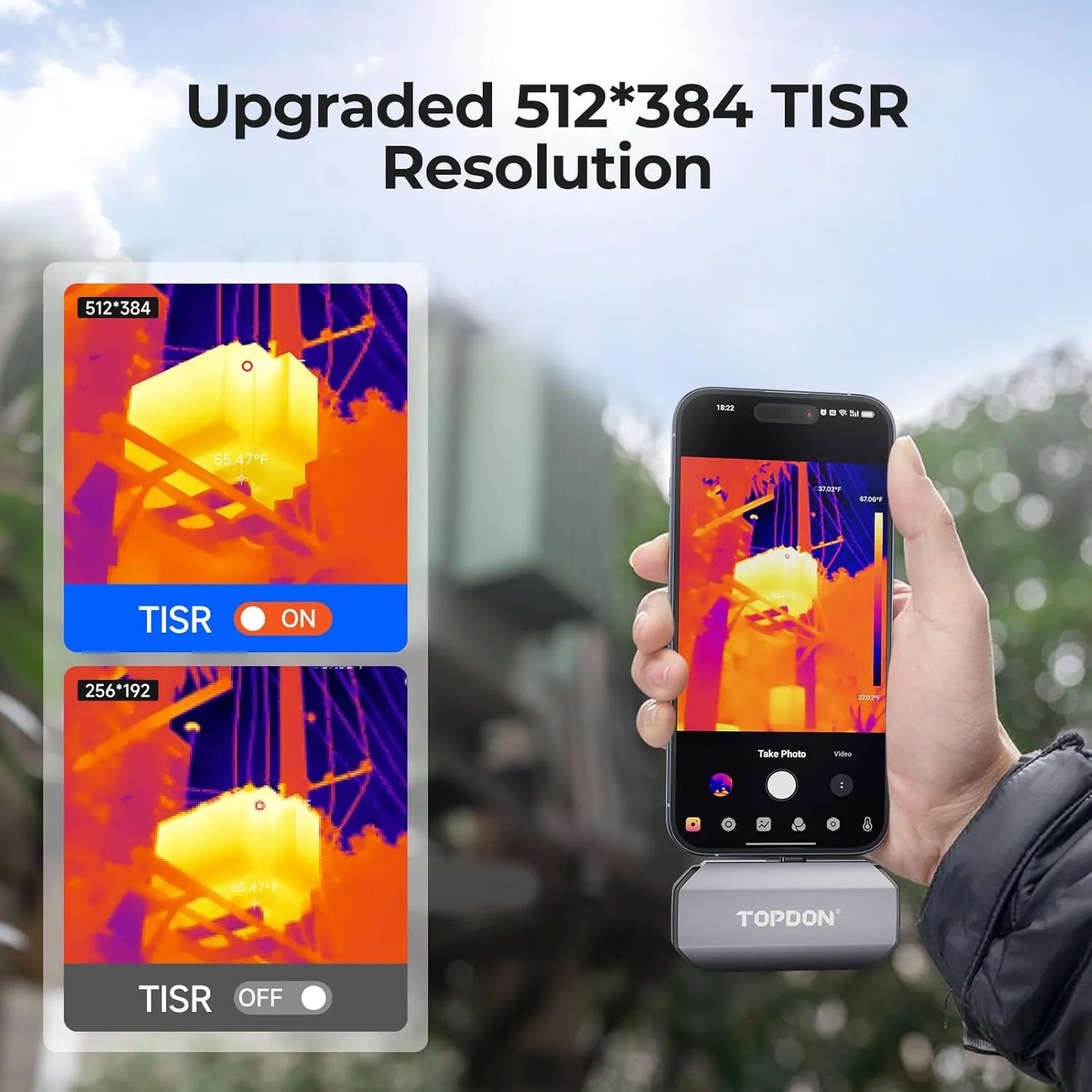 TOPDON TC002C Thermal Camera, 512 x 384 Super Resolution, 256 x 192 IR Resolution, Thermal Imager for iPhone 15/16 Series and iPads with Type-C Port, -4°F~1022°F Temp Range, Upgraded Version of TC002