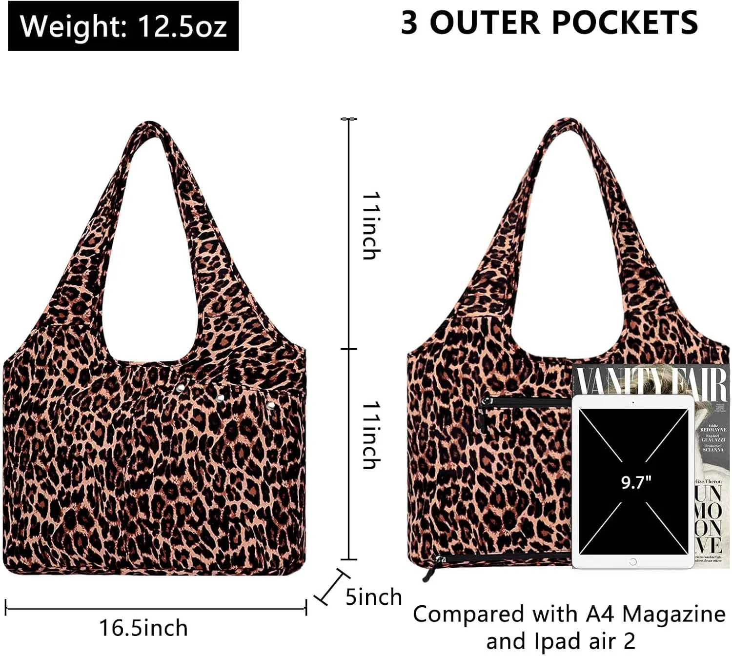 Tote Bag for Women with Wet Umbrella Compartment 13.3” Laptop Sleeve Zipper Shoulder Purse for Work/Shopping/Nursing