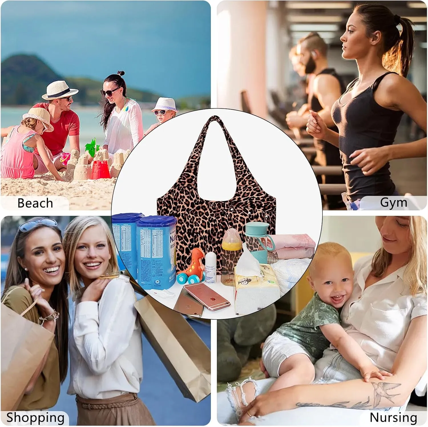 Tote Bag for Women with Wet Umbrella Compartment 13.3” Laptop Sleeve Zipper Shoulder Purse for Work/Shopping/Nursing