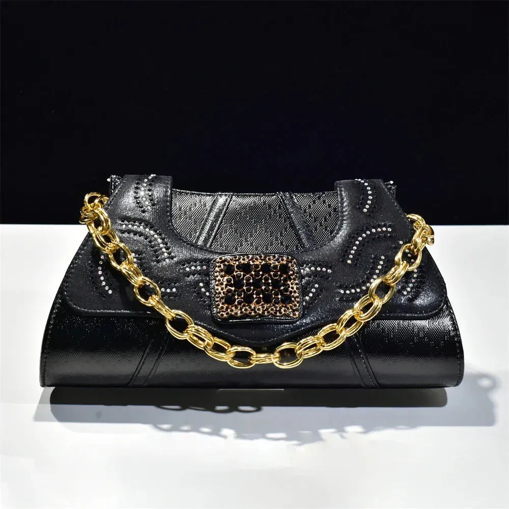 Trapezoid Chic Rhinestone Clutch