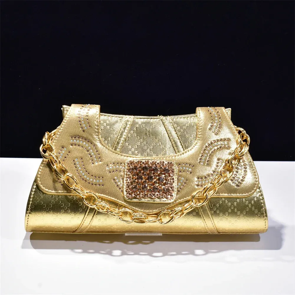 Trapezoid Chic Rhinestone Clutch