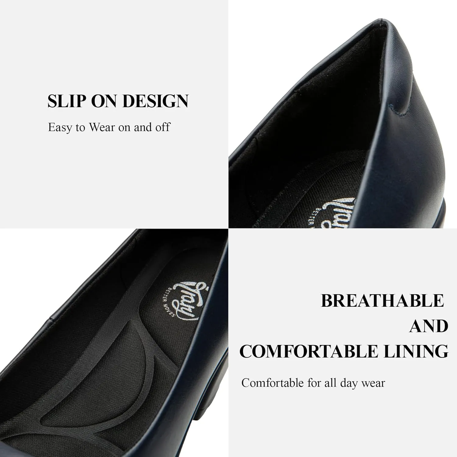 Trary Women's Chunky Low Block Heels Slip on Pumps,Comfortable Classic Closed Round Toe Work Dress Wedding Office Lady Pumps Shoes