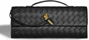 Trendy Woven Evening Clutch Purses for Women Evening Bags Handbags PU Leather Purse with Removable Shoulder Strap Bag