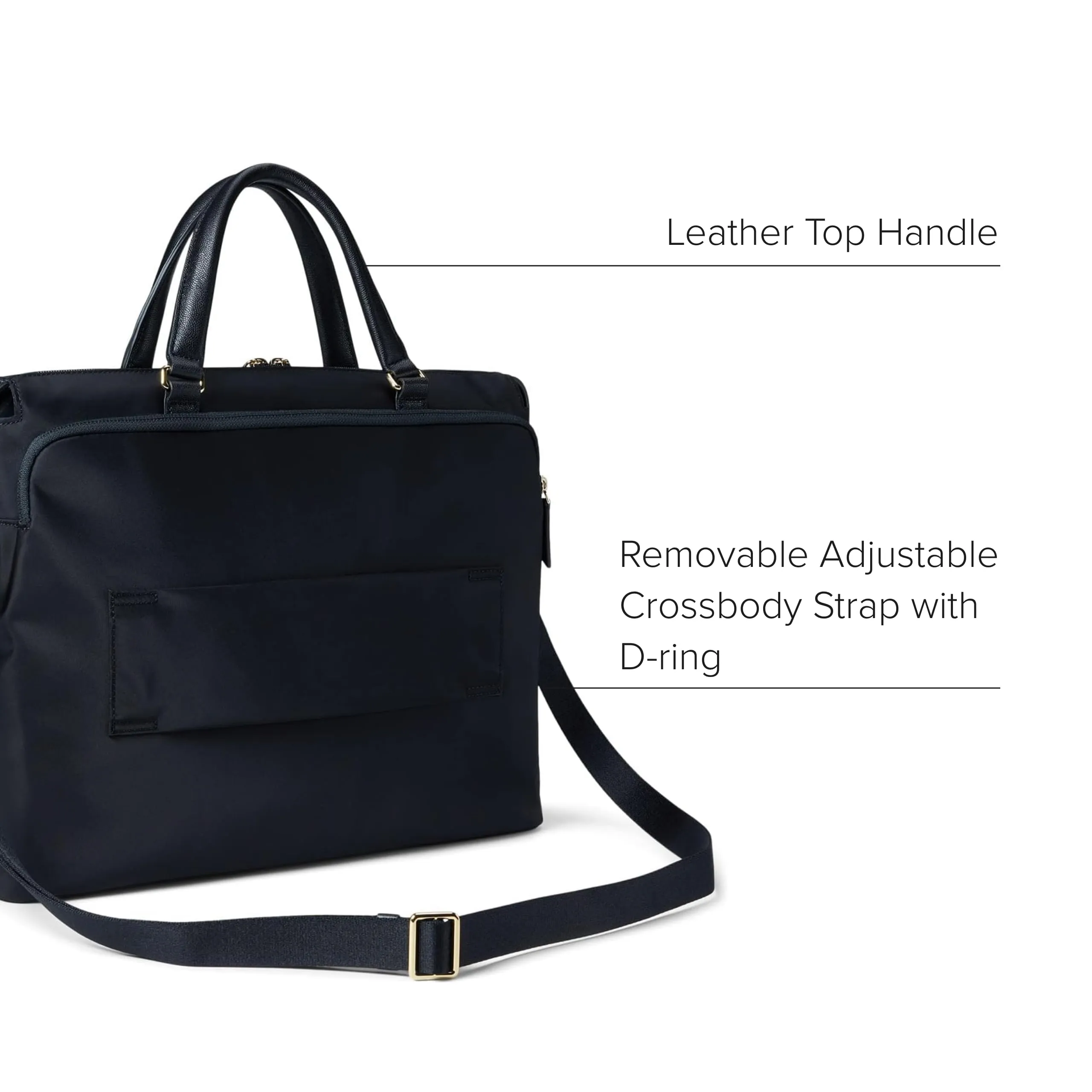 TUMI - Voyageur Kendallville Brief - Briefcase for Women & Men - Zip Entry To Padded Laptop Compartment - Fits a 14" Screen - Black/Gold
