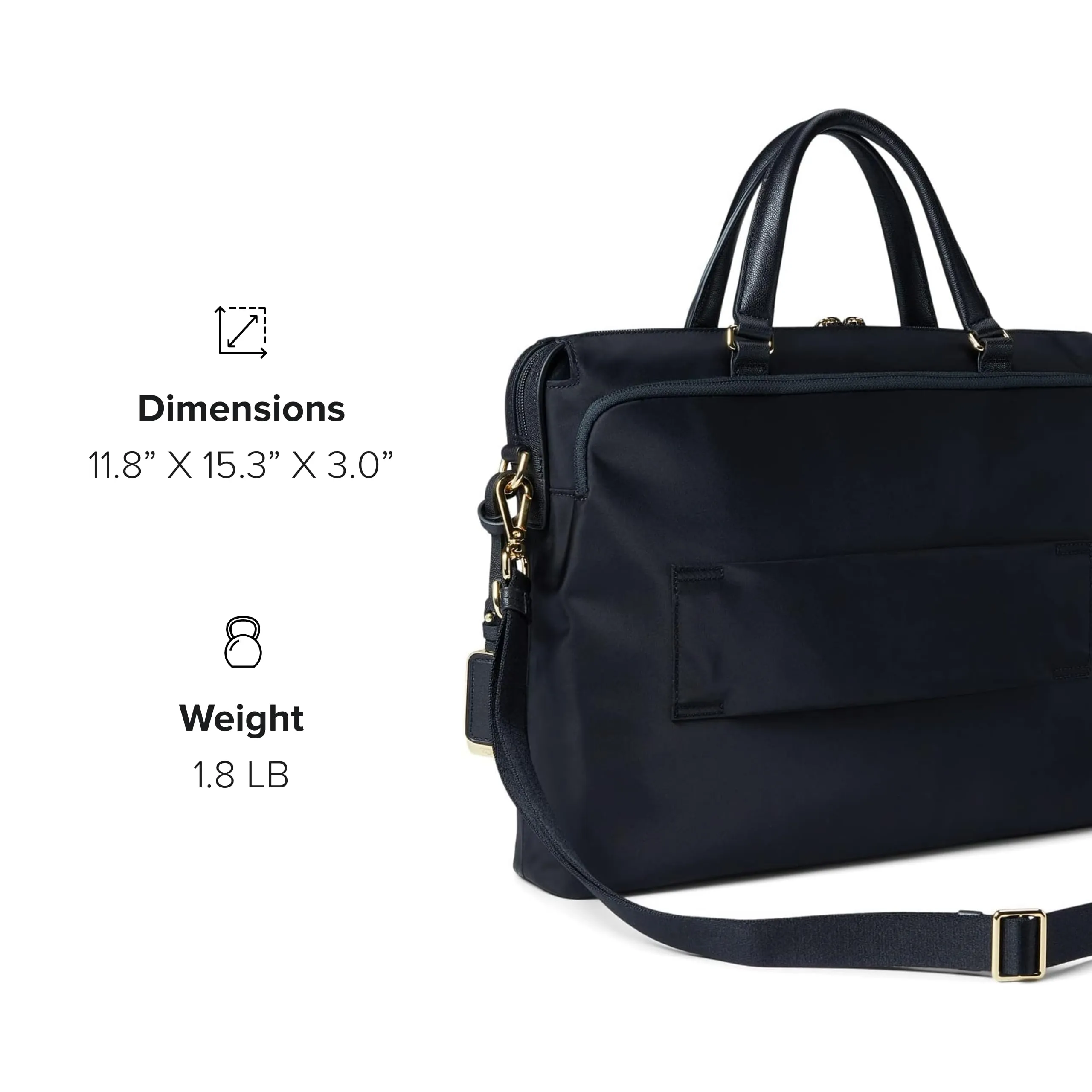 TUMI - Voyageur Kendallville Brief - Briefcase for Women & Men - Zip Entry To Padded Laptop Compartment - Fits a 14" Screen - Black/Gold