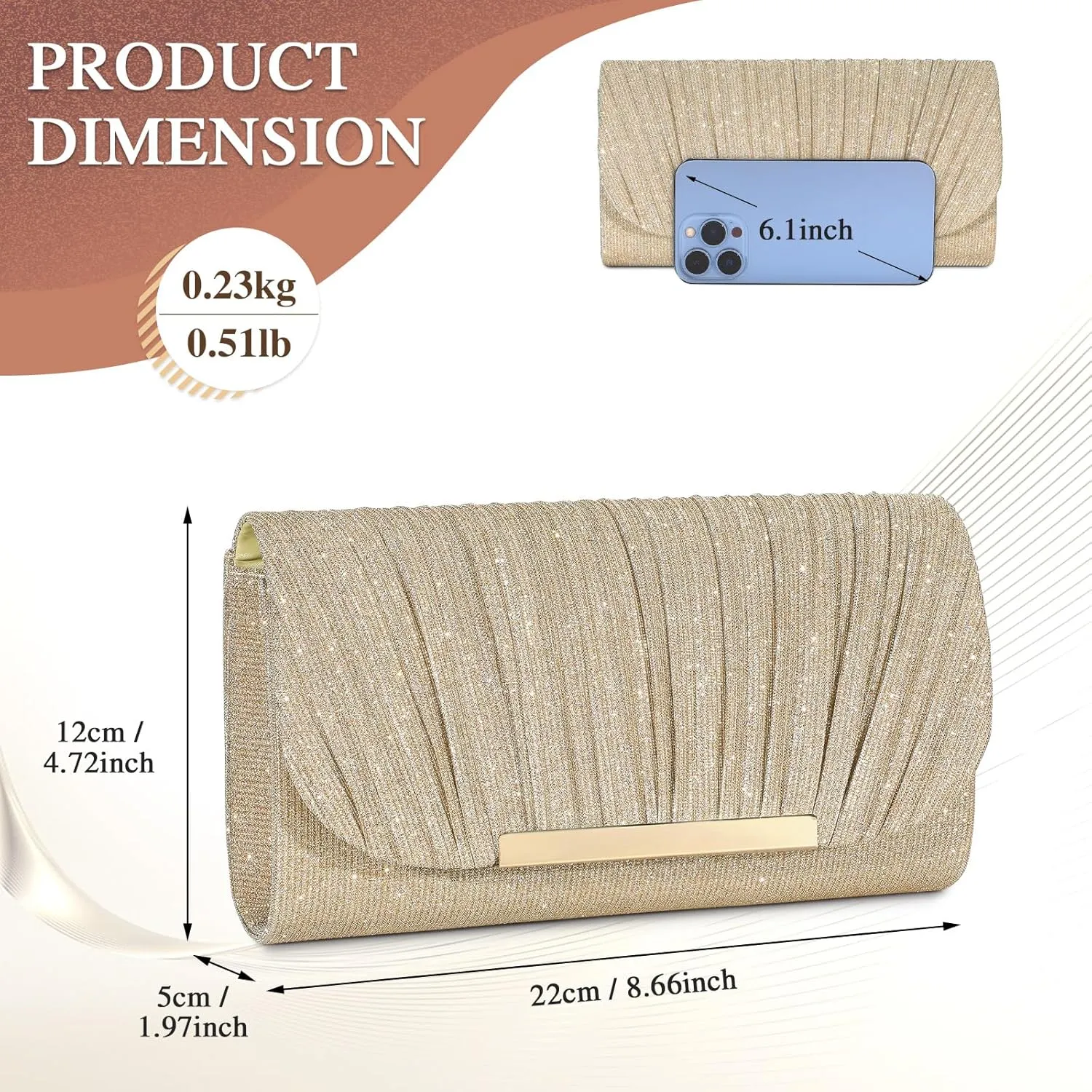UBAYMAX Evening Bag Clutch Purses for Women Lady Girl Handbags Crossbody Bag Wedding Bag for Prom Party Wedding Engagement