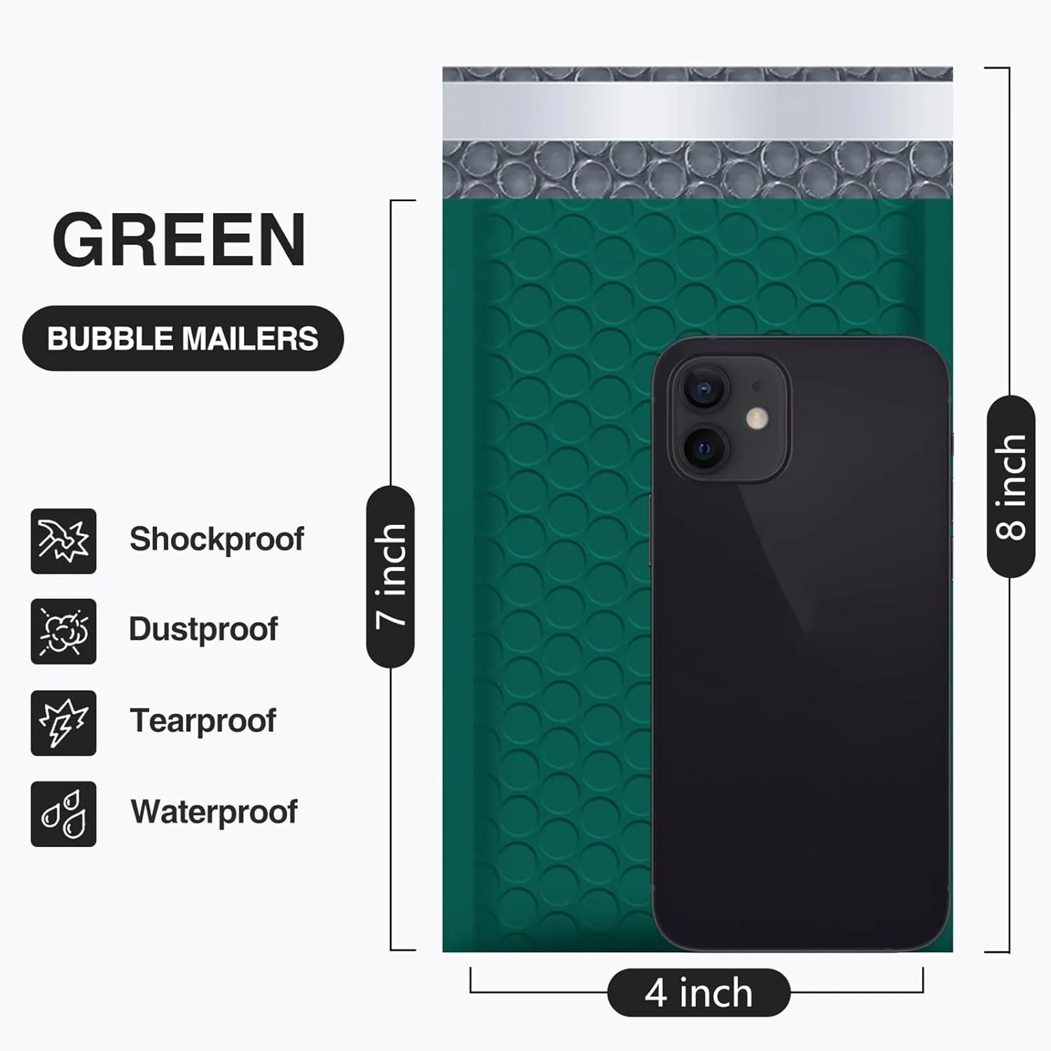 UCGOU Bubble Mailers 4x8 Inch Green 100 Pack Poly Padded Envelopes Small Business Mailing Packages Opaque Self Seal Boutique Shipping Bags Bubble Mailer