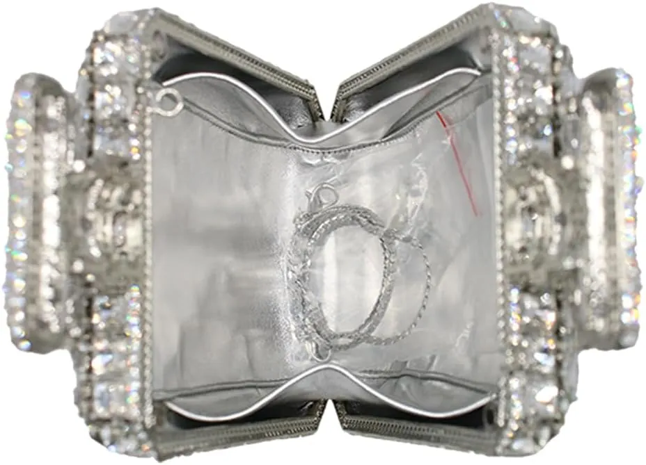 UMREN Women's Perfume Shaped Rhinestone Clutch Purses Sparkly Diamond Box Evening Bag Glitter Party Wedding Handbag