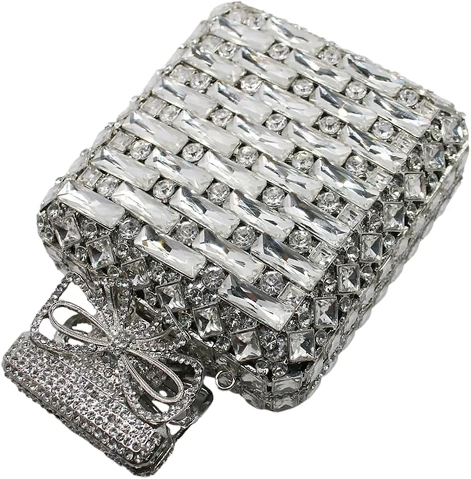 UMREN Women's Perfume Shaped Rhinestone Clutch Purses Sparkly Diamond Box Evening Bag Glitter Party Wedding Handbag