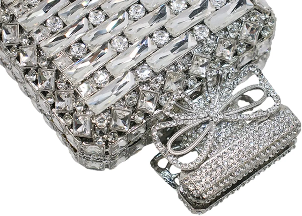 UMREN Women's Perfume Shaped Rhinestone Clutch Purses Sparkly Diamond Box Evening Bag Glitter Party Wedding Handbag