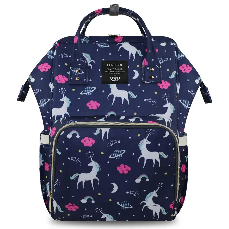 Unicorn Diaper Backpack Navy Blue