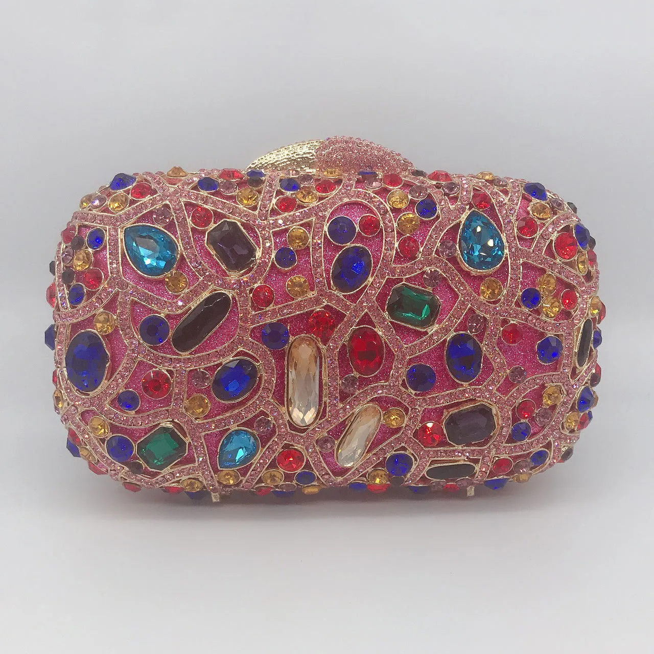 Unique Evening Crystal Clutch Purse with Chain