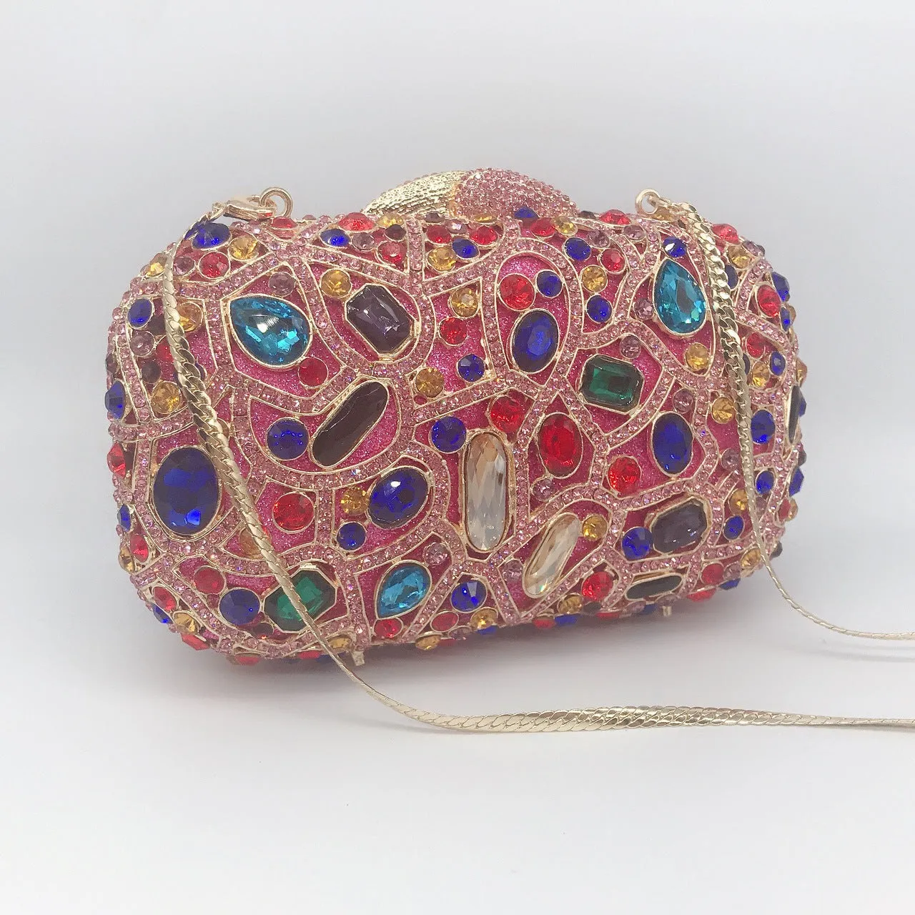 Unique Evening Crystal Clutch Purse with Chain