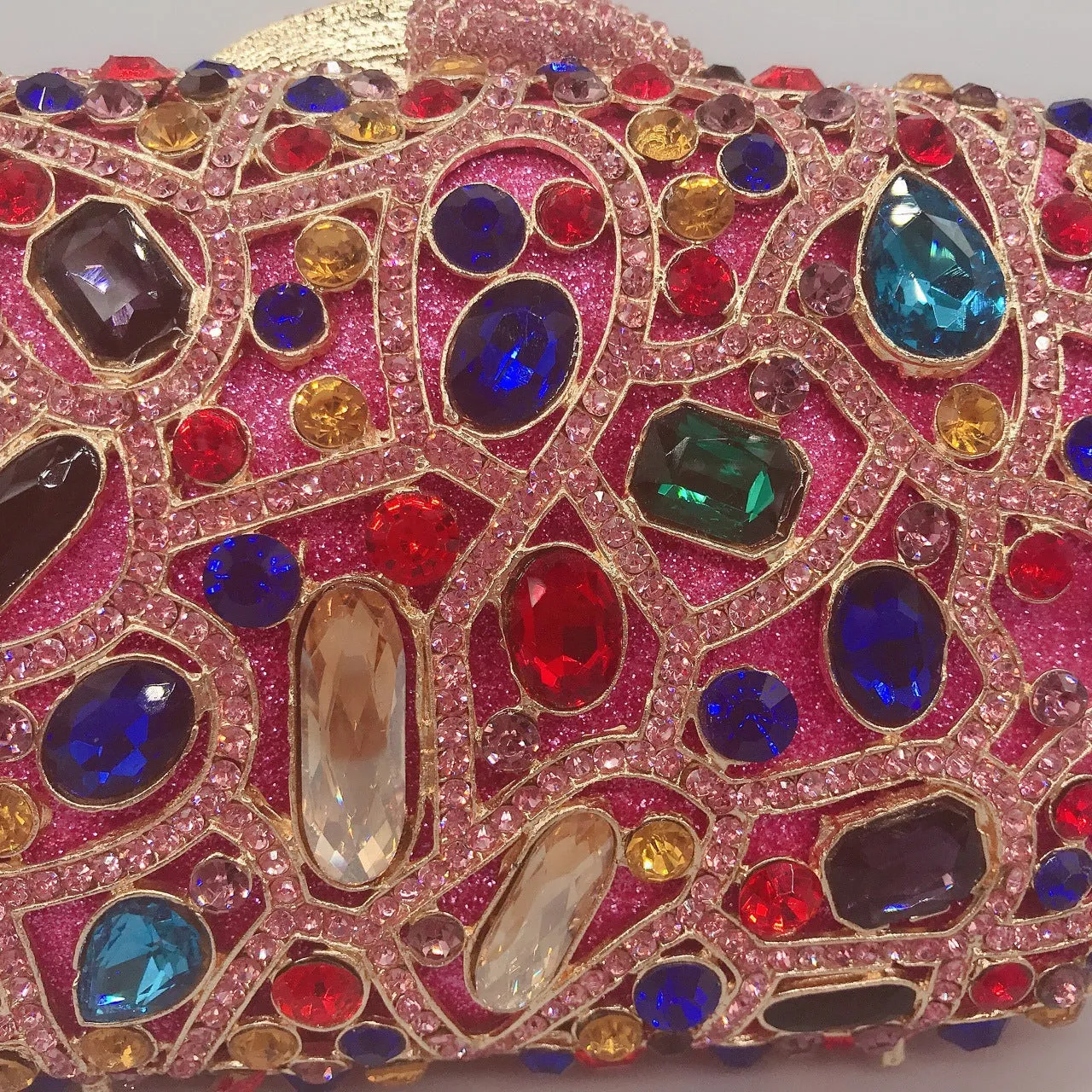 Unique Evening Crystal Clutch Purse with Chain