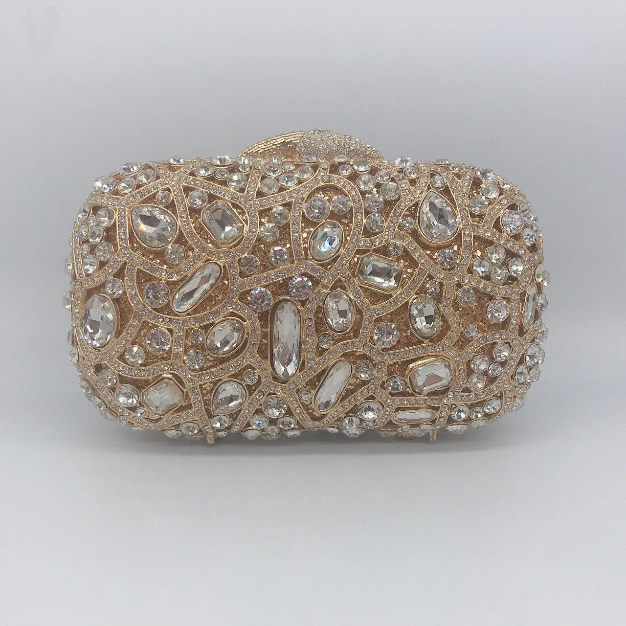 Unique Evening Crystal Clutch Purse with Chain