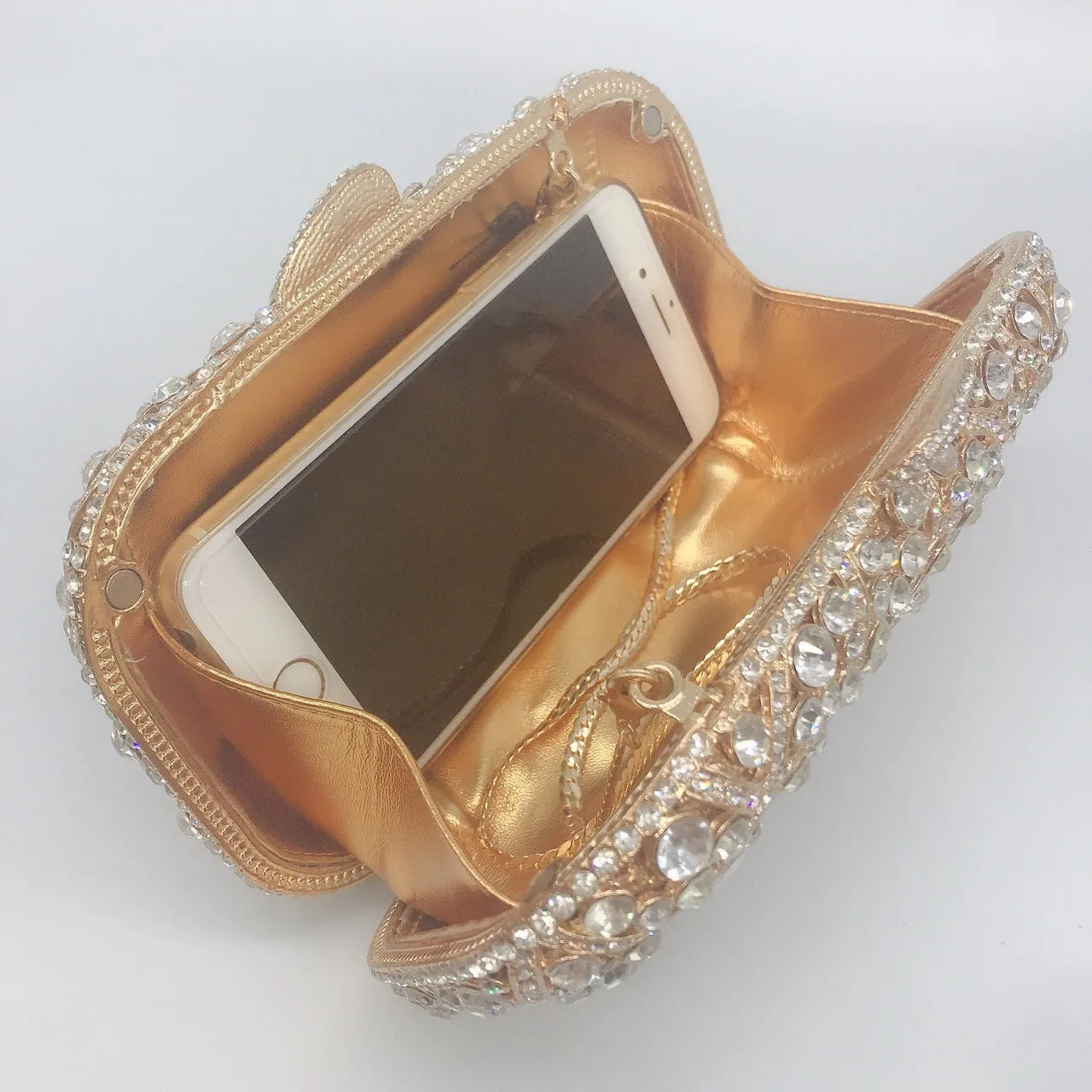 Unique Evening Crystal Clutch Purse with Chain