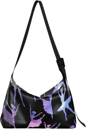 Unisex Shoulder Bag Crossbody Handbag Ballet-dance-galaxy Women Casual Hobo Bag Lightweight PU Leather Tote