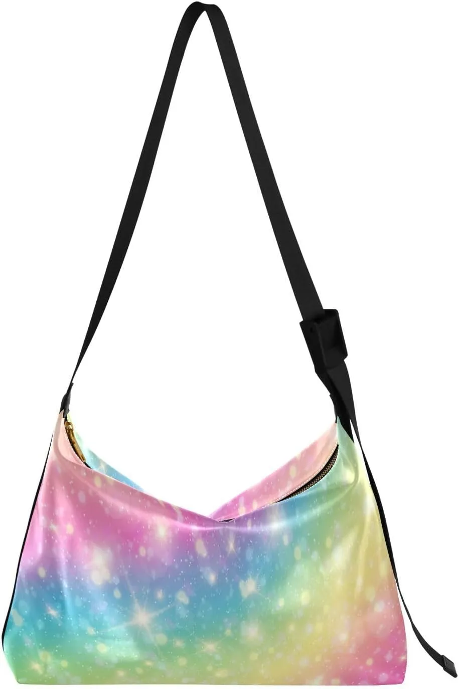 Unisex Shoulder Bag Crossbody Handbag Galaxy-fantasy-pastel-rainbow Women Casual Hobo Bag Lightweight PU Leather Tote