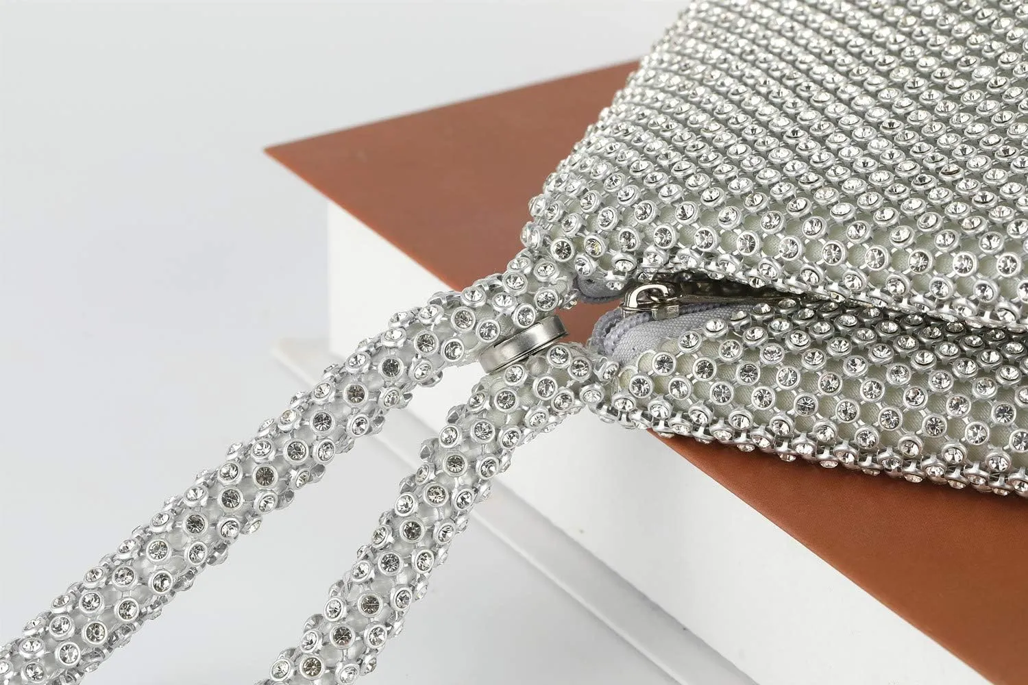 Upgraded Medium Rhinestone Wrist Purse, Women Bling Evening Bag Sparkly Clutch for Prom Night Out Cocktail
