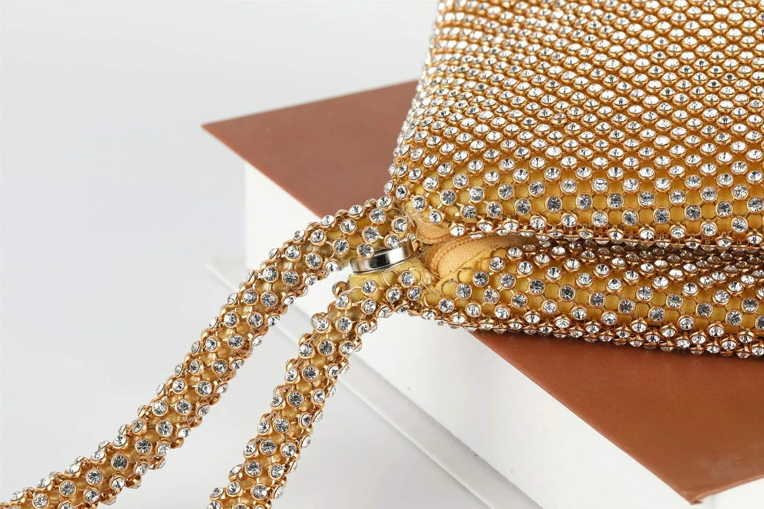 Upgraded Medium Rhinestone Wrist Purse, Women Bling Evening Bag Sparkly Clutch for Prom Night Out Cocktail