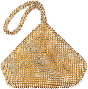 Upgraded Medium Rhinestone Wrist Purse, Women Bling Evening Bag Sparkly Clutch for Prom Night Out Cocktail