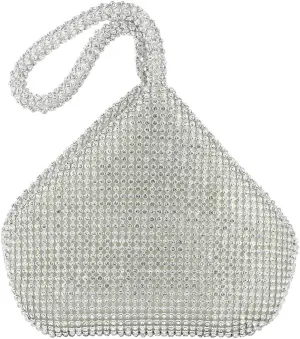 Upgraded Medium Rhinestone Wrist Purse, Women Bling Evening Bag Sparkly Clutch for Prom Night Out Cocktail